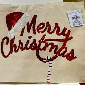 Merry Christmas Gift Bag Brother & Sister Canvas Burlap  15x14x4"